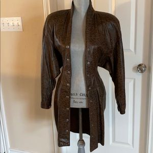 Michael Hoban Brown Leather ButtonUp Dress SzSmall